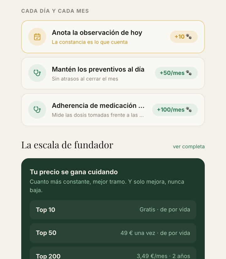 La escala de fundador completa